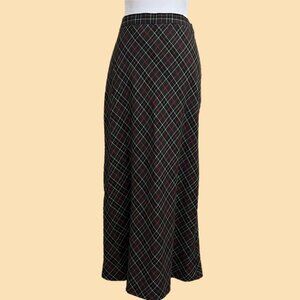 vintage 90s plaid dark academia grunge maxi skirt